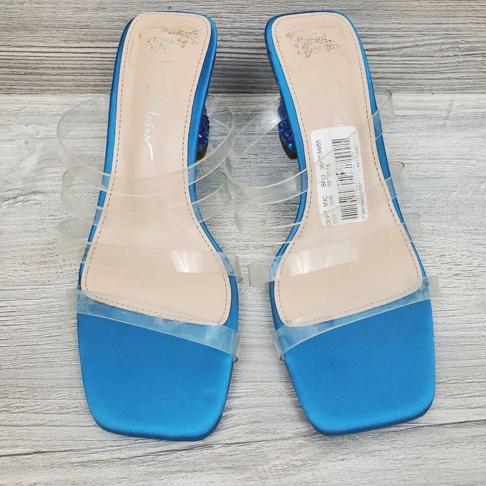 Betsey Johnson Capri blue rhinestone heels